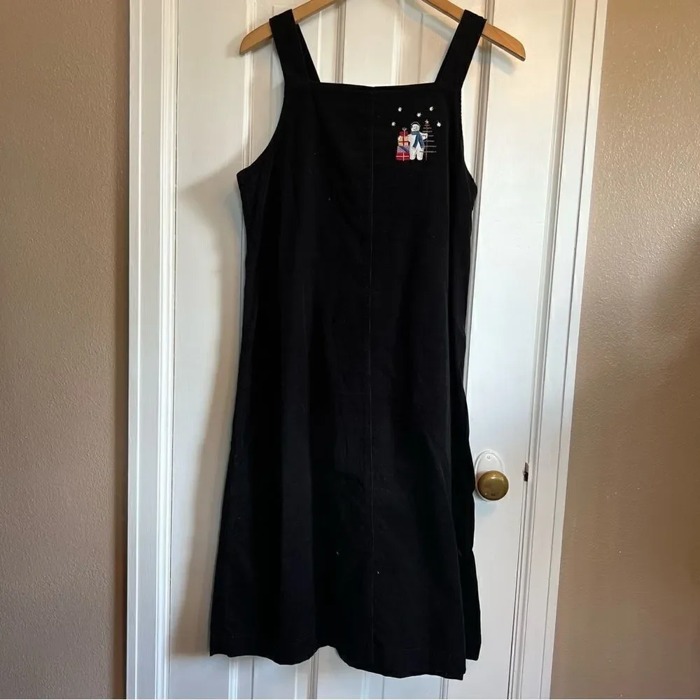 Christopher & Banks Vintage Black Winter Overall Dress 8